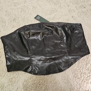 wild fable Black Faux Leather Strapless Crop Top Tube Top